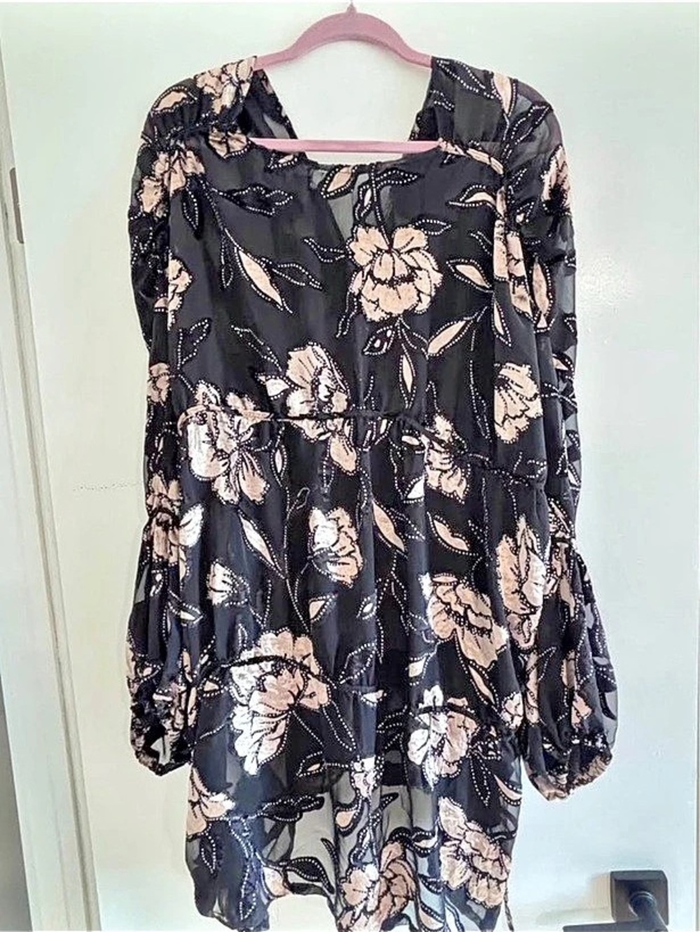 Free People Velvet Juliet Kimono Floral Black - Picture 2 of 8